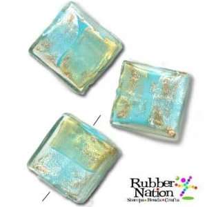  Watercolor Blues Turquoise Gold Glass Beads FOCALS 20mm 