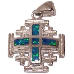   Cross with Opal stones   2 Layers (1.8 cm or 0.7 without loop