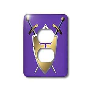   Cross and background in Royal Purple   Light Switch Covers   2 plug