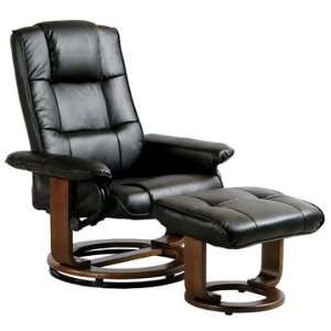  Black 7292 Series Leatherette Swivel Recliner with Ottoman 