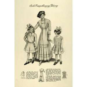   Women Children Edwardian Fashion Dresses   Original Halftone Print