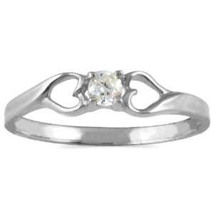  1/10 CTW Diamond Heart Promise Ring in 10K White Gold 
