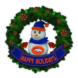  Denver Broncos Snowman LED Wreath