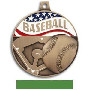 Hasty Awards 2.25 Americana Custom Baseball Medals BRONZE MEDAL/GREEN 