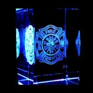 Fire Department Emblem 3D Laser Etched Crystal includes Two Separate 