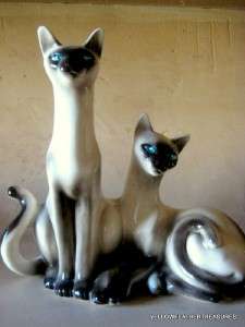  & CO SIAMESE CATS TV TABLE LAMP MID CENTURY BLUE CRYSTAL EYES  