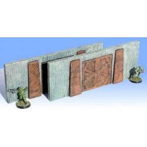  Sci Fi Terrain 3 Tall Walls with Steel Gates (2) Toys 
