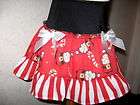 NEW Girls Black,white & red cute xmas santa & candy cane party Skirt 