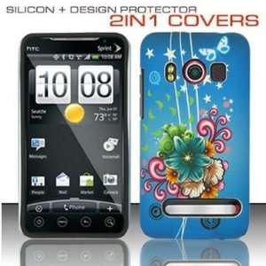   Evo 4g Blue Lily Black Silicon + L5 Scdp Cell Phones & Accessories