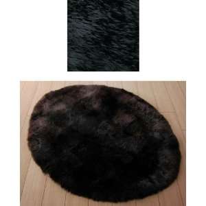 Long Wool Oval Sheepskin Rug 4x6   Black (Black) (2.5 H x 4 W x 6 D 