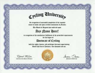 cycling diploma custom sport hobby degree get your doctorate right now 