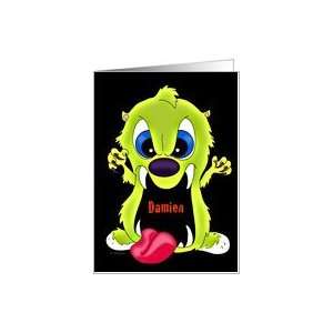  Damien   Monster Face Halloween Card Health & Personal 