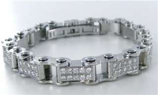 5CT DIAMOND 18KT WHITE GOLD BICYCLE CHAIN LINK BRACELET  