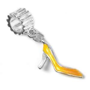  Yellow High Heel Shoe Dangle European Bead Charm, Pandora 