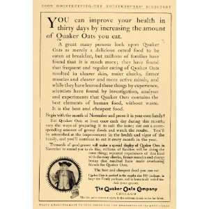  1909 Ad Quaker Oats Co. Breakfast Cereal Food Chicago 
