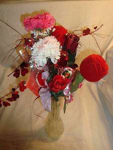 valentine artificial flower display w/clear vase toybx4  