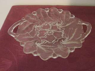 Retro Clear Glass Dish w Handles From The 60s  