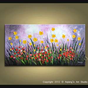   Palette Knife Oil Painting Modern Abstract Daisy Flower Landscape H138