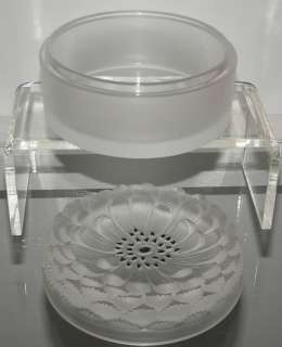 Signed Lalique French Crystal Dalhia Box NR  