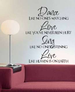 Dance Love Sing Girl Room Decor Quote Lettring Decal Lg  