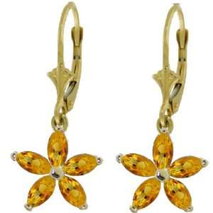  14k Gold Leverback Earrings with Genuine Citrine Jewelry