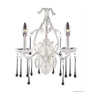  2 Light Wall Bracket In Antique White And Clear Crystal by 