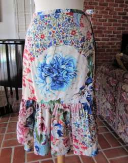 FRENCH FLORAL TIERED WRAP BOHO SKIRT~GERARD DAREL~40~8  