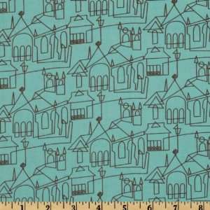  44 Wide Victoria & Albert Churches Turquoise Fabric By 