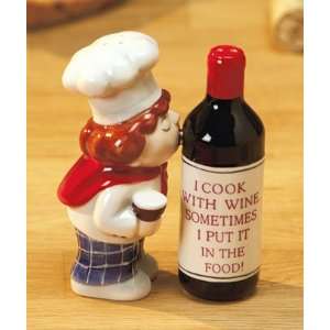  Whimsical Salt Pepper Shakers Wine Bottle Chef Magnetic 