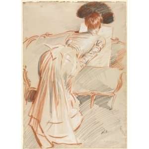   Paul Cesar Helleu   32 x 44 inches   Woman (Possibly Madame Alice He