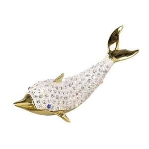  Andrea by Sadek White Dolphin Jeweled Trinket Box NEW 