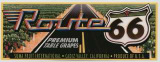 ROUTE 66 Vintage California Fruit Crate Label grapes  
