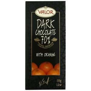 Valor, Chocolate Bar 70% Dark With Orange, 3.5 Ounce (17 Pack)  