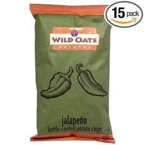 Wild Oats Natural Kettle Cooked Potato Chips, Jalapeno, 5 Ounce Bags 