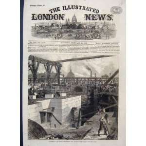   1866 Thames Embankment Build Arundel Street Old Print