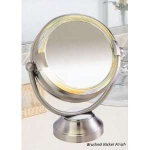  Fluorescent Lighted 8X to 1X Swivel Mirror in Brushed 