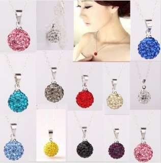   cost wholesale shamballa multi color crystal silver necklace +gift box