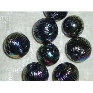  Vintage Austrian Lucite Carnival Ribbed Ball Beads Arts 