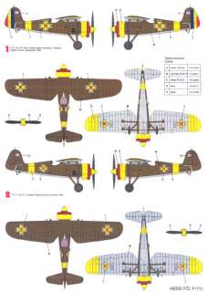 Techmod Decals 1/48 ROMANIAN PZL P 11c Fighter  