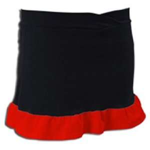  Cheerleaders Ruffled Skirt W/ Boys Cut Brief BLACK W/ RED 