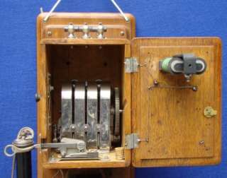   1900 Antique ERICSSON Hand Crank Double Box Oak Wall Telephone NR
