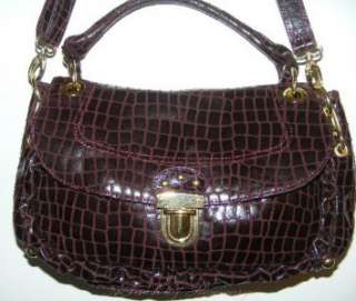 Hype Roisin Glazed Leather Crossbody Satchel Hobo Bag Purple  