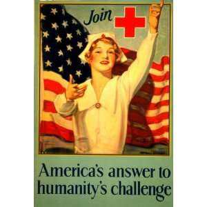  1917 Join Red Cross poster of nurse gesturing