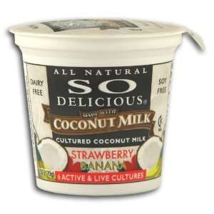 So Delicious Cultured Coconut Milk, Strawbry Bana (Pack of 3)  