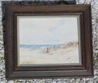 Vintage Original Framed Signed Watercolor Painting of Beach & Seascape 