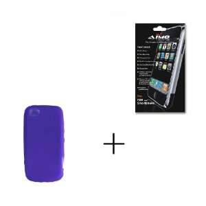 Purple Soft Clear Gel Skin Case + PREMIUM LCD Screen Protector w/small 