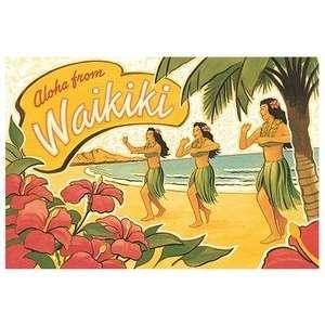  Hawaii Poster Aloha from Waikiki 9 x 13 in.