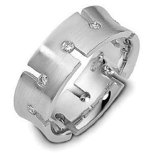 Designer 10 Diamond Comfort Fit 14 Karat White Gold Wedding Band Ring 