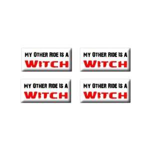   Ride Vehicle Car Is A Witch   3D Domed Set of 4 Stickers Automotive