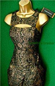 New KAREN MILLEN £165 Metallic Bronze Jacquard Dress  